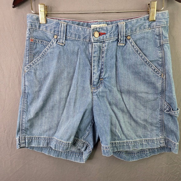 Lee Pants - Lee Carpenter Denim Shorts Womens 6M Blue Light Wash Mid Rise Cotton Utility